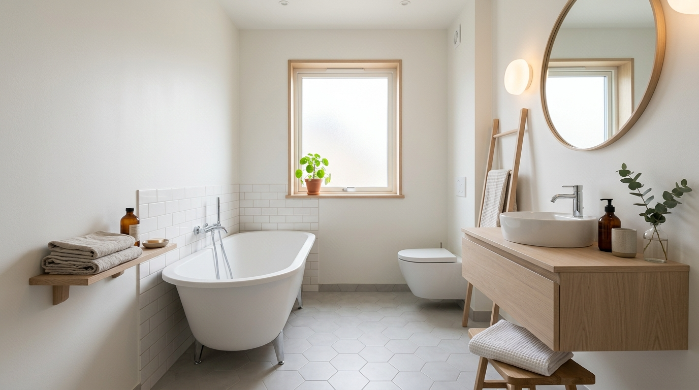 Use a large mirror to reflect light and space